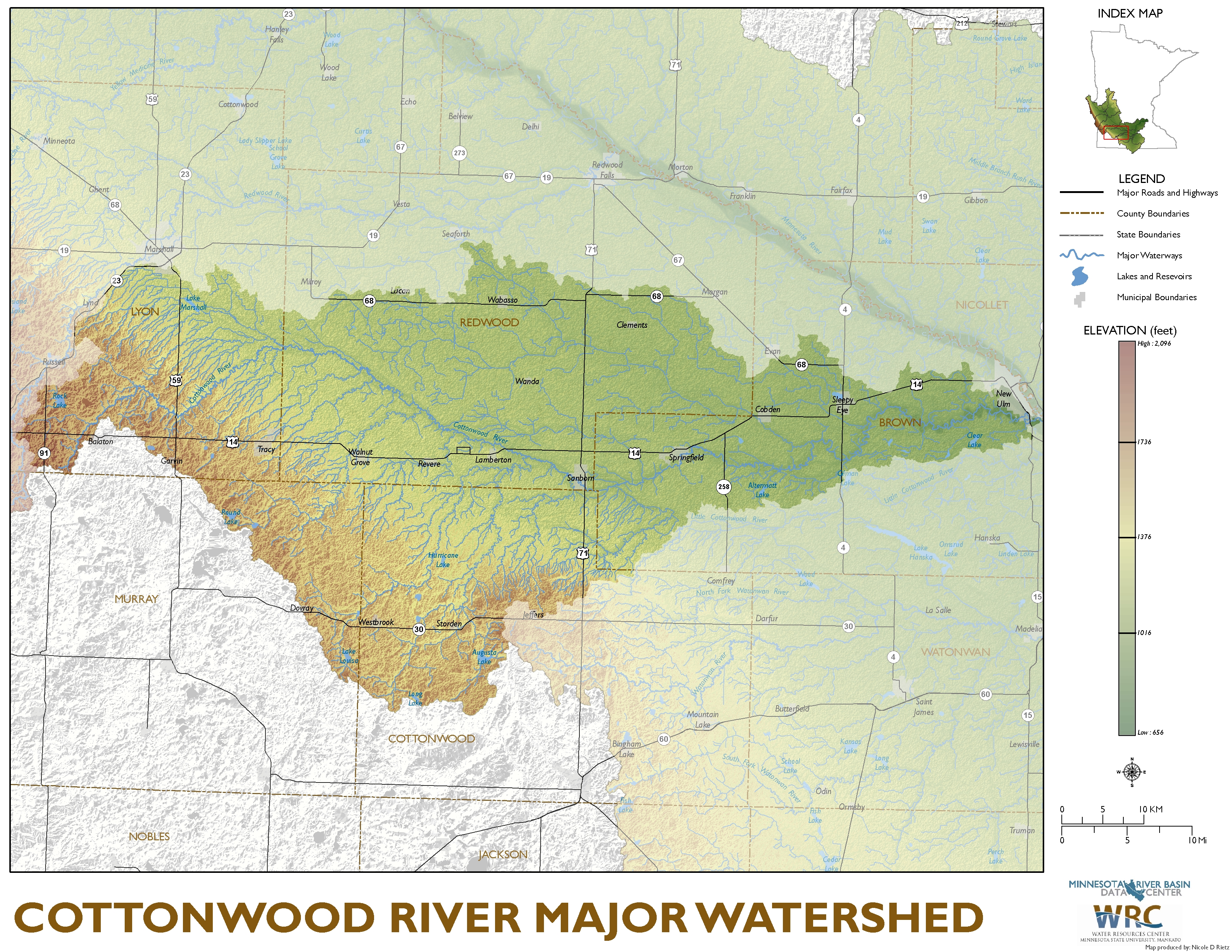 Cottonwood River Major Watershed Map