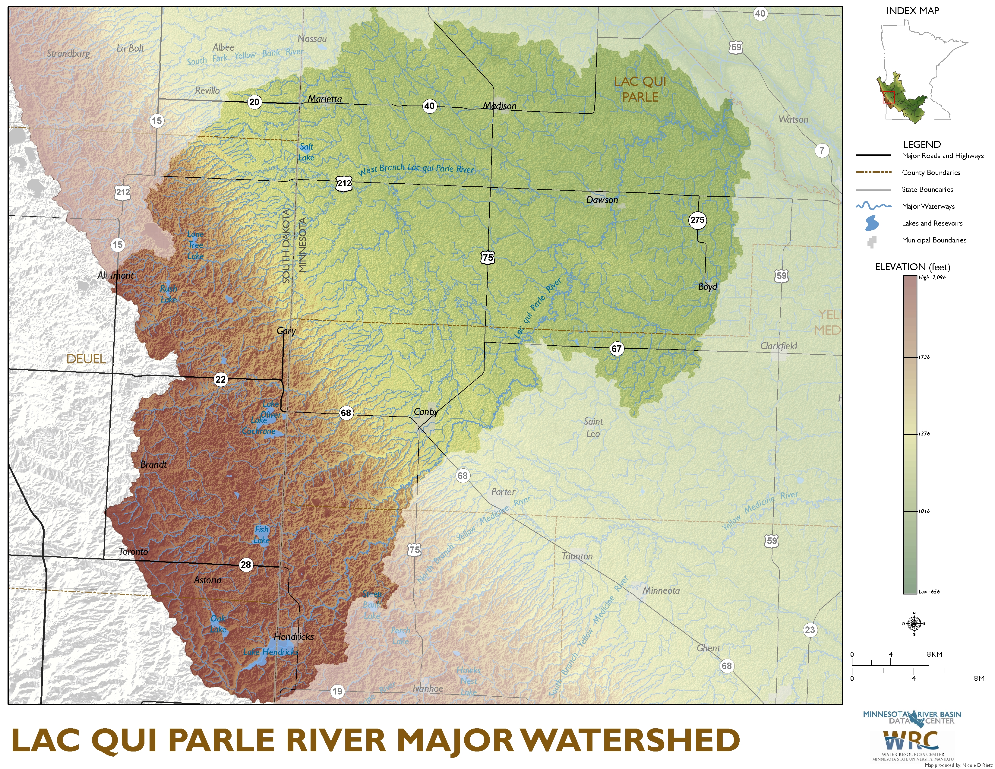 Lac qui Parle River Major Watershed Map