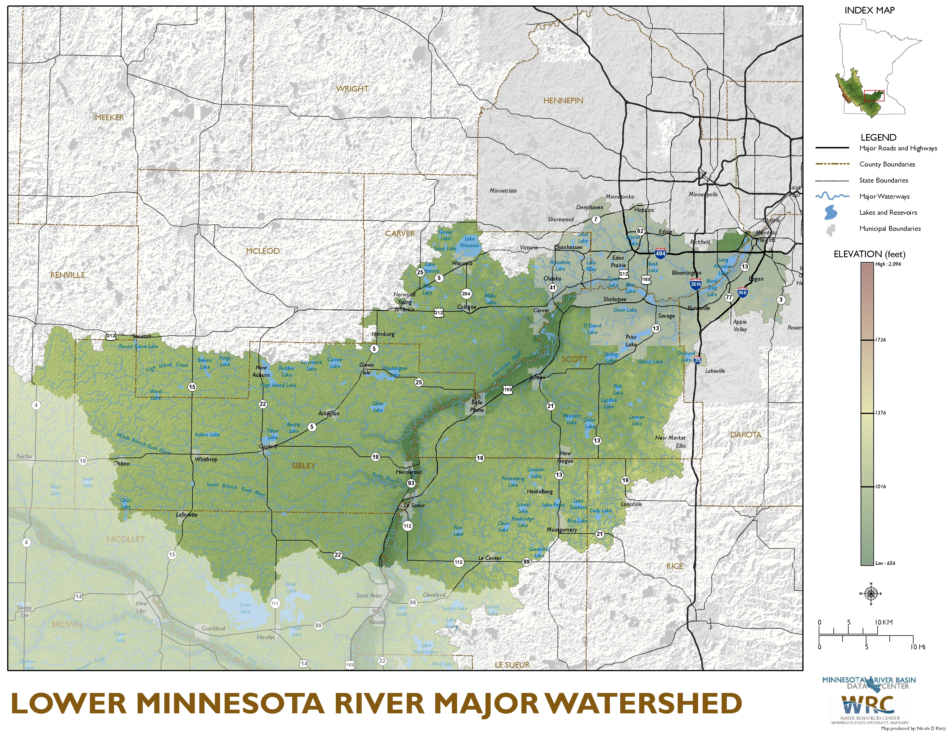 Lower Minnesota River Major Watershed Map