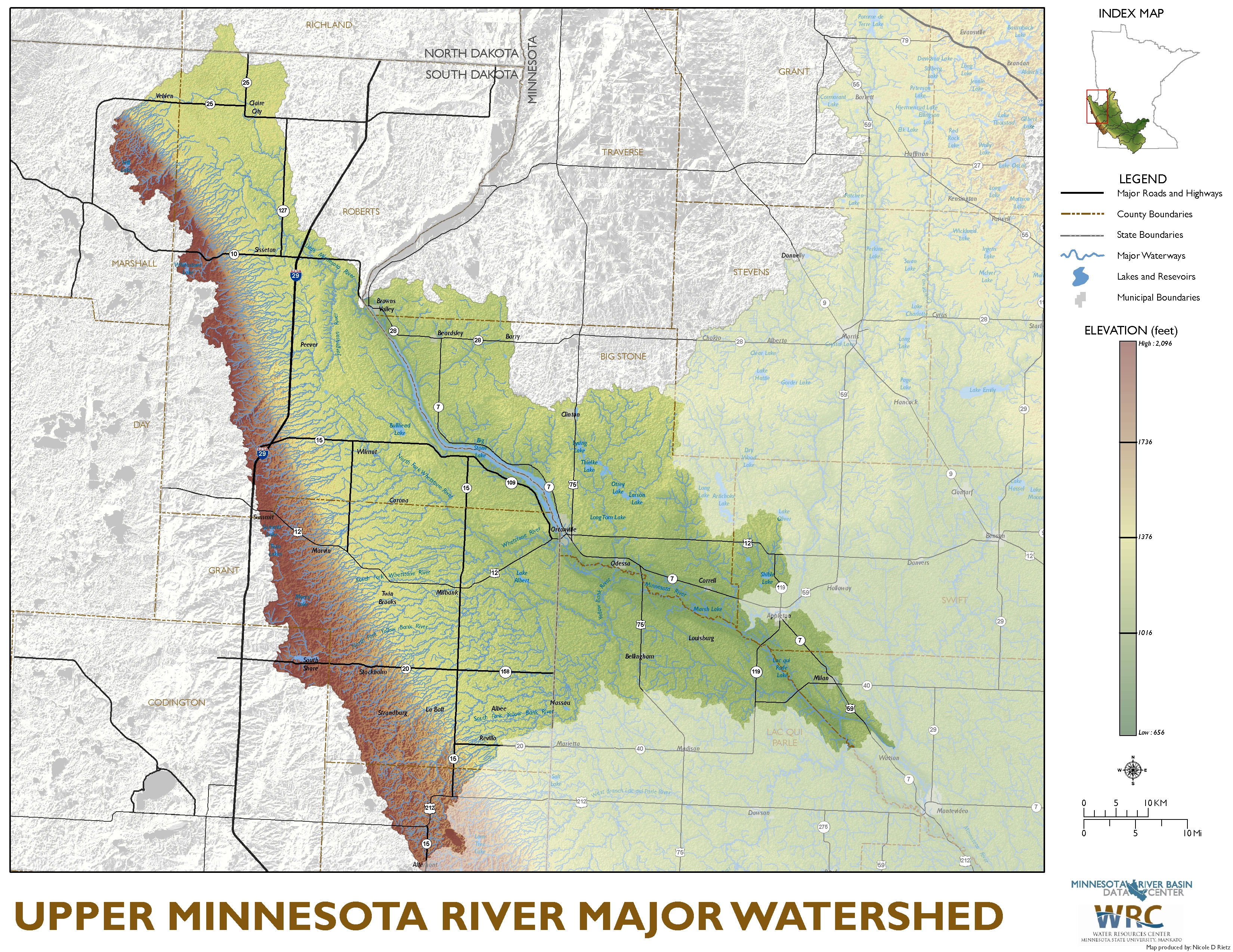 Upper Minnesota River Major Watershed Map