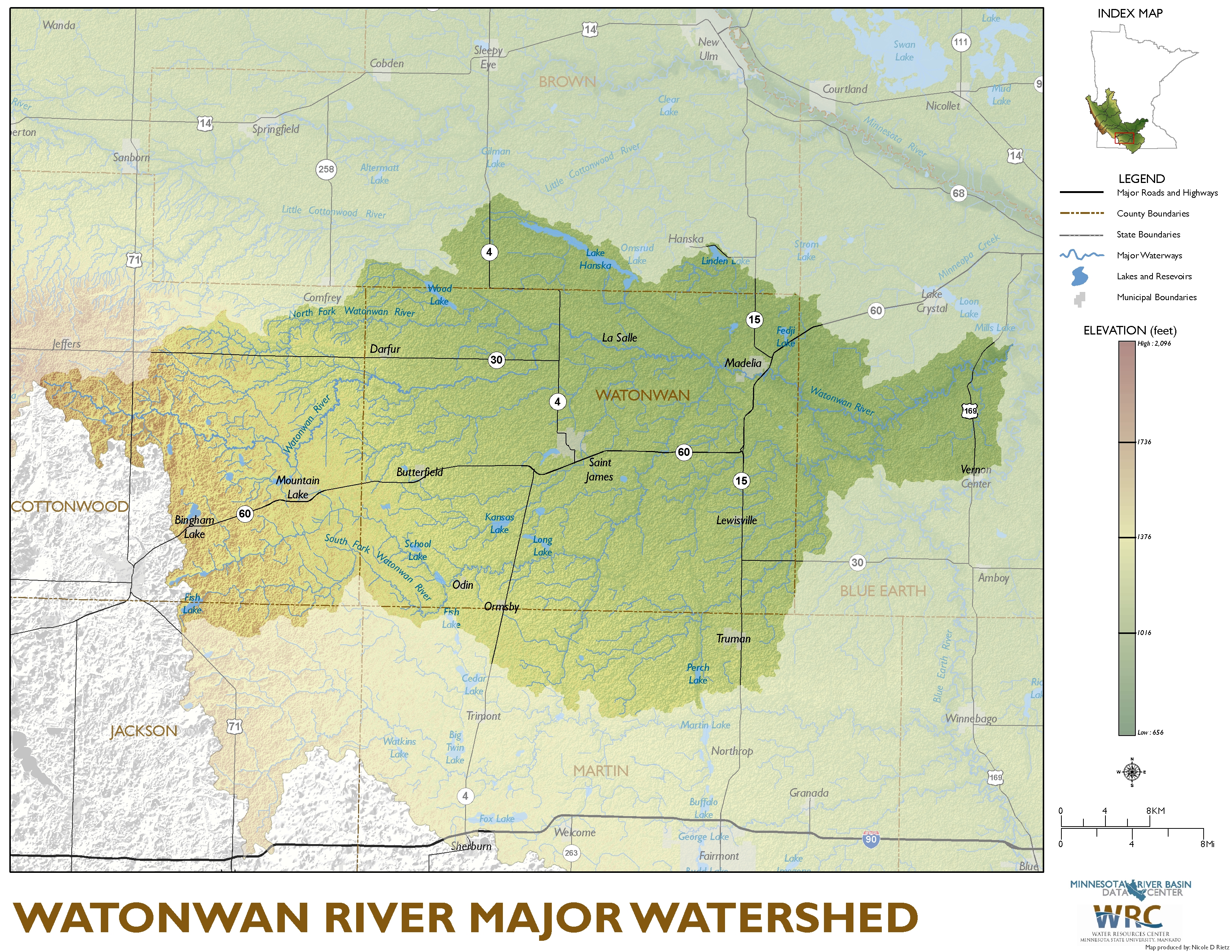 Watonwan River Major Watershed Map