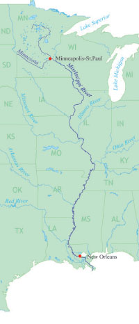 Map of Minnesota and Mississippi Rivers