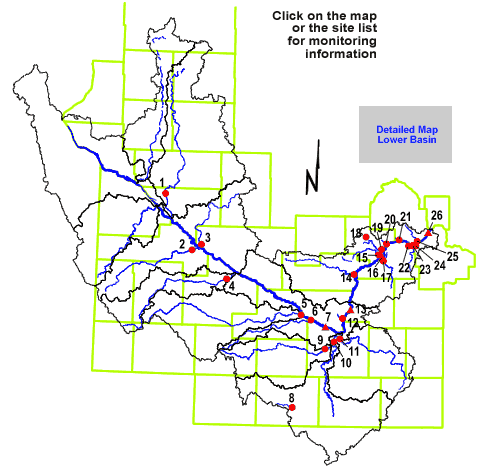 Map of Minnesota River Monitoring Sites 2001